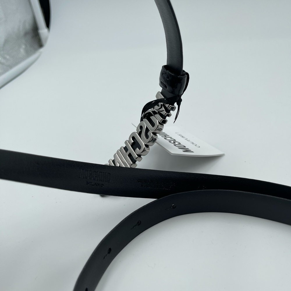 Moschino Silver + Patent Leather Black Belt - Picture 3 of 4